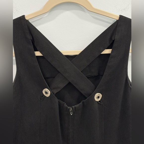 Vintage 90s Michael Angela Collections Black Midi Dress Criss Cross Back Size 6 - Picture 8 of 15